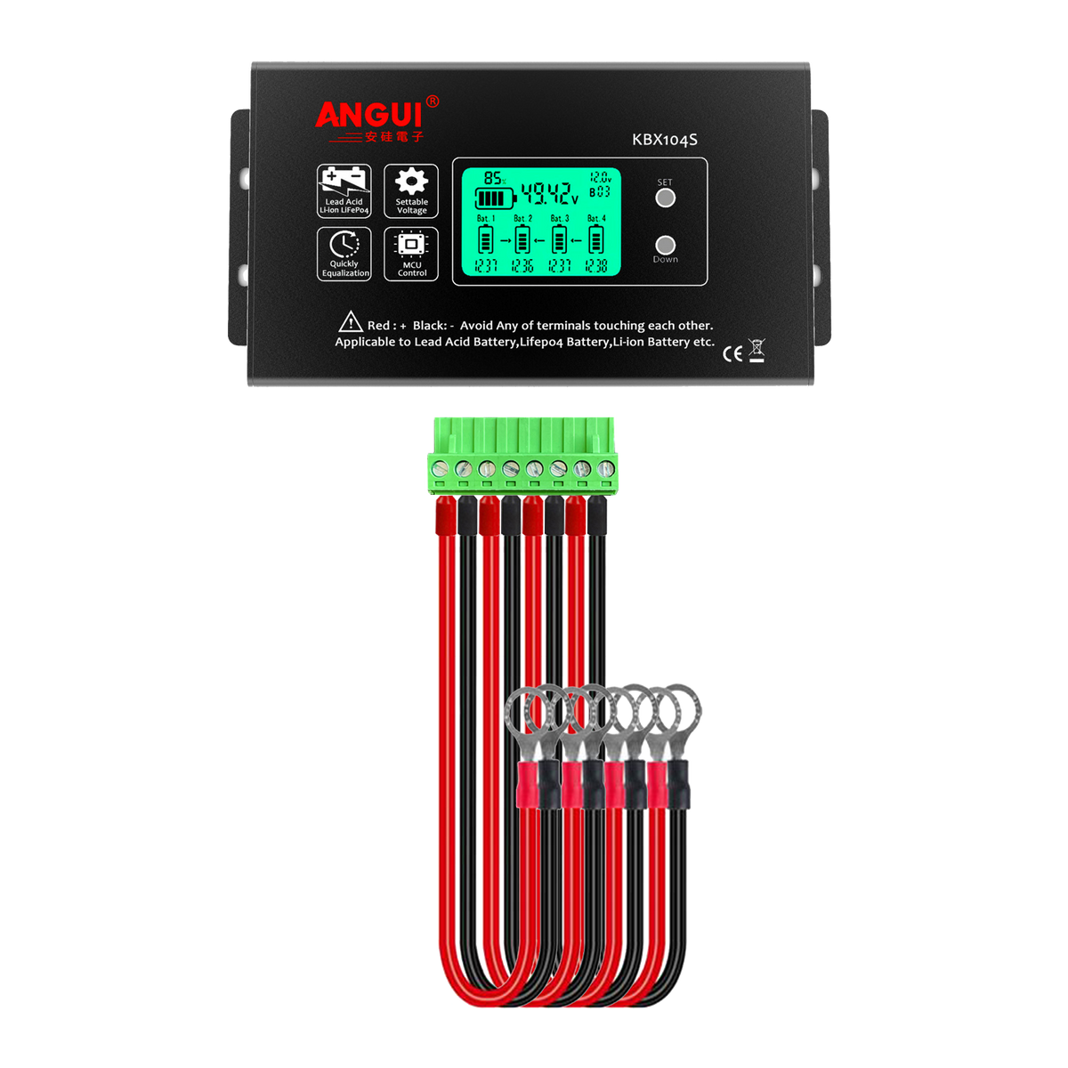 ANGUI Battery Equalizer KBX104S LCD 4S 4PCS 12V Battries 48V Connect Voltage Active Balancer Lead acid Batteries Monitor